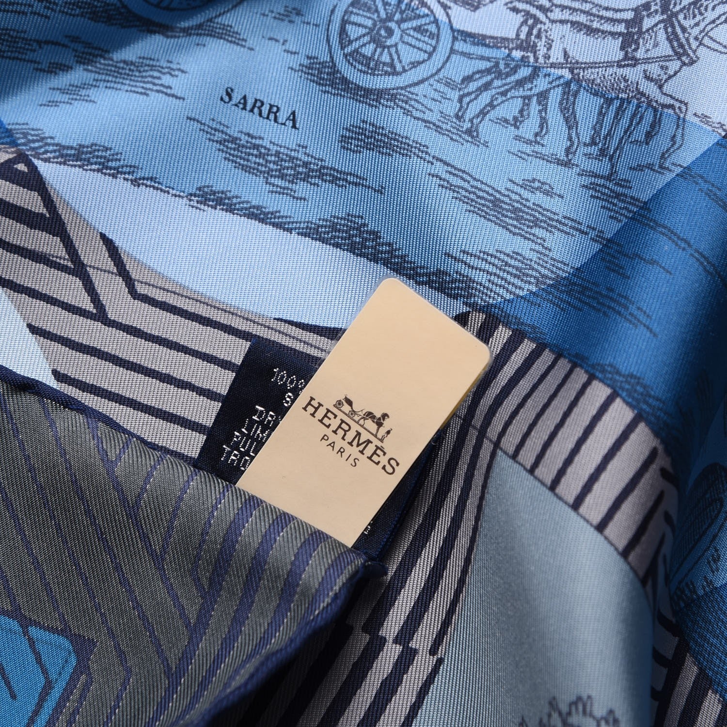 Hermes Silk Jeu Des Omnibus Remix Scarf 90 Cobalt Ciel Gris 6 of 8