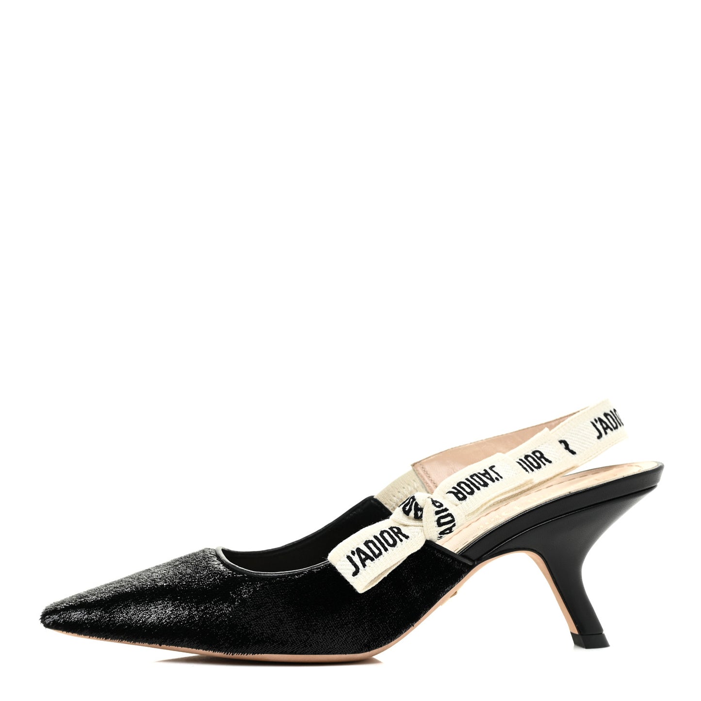 Shiny Velvet Ribbon J'Adoir Slingback 65mm Pumps 38 Black