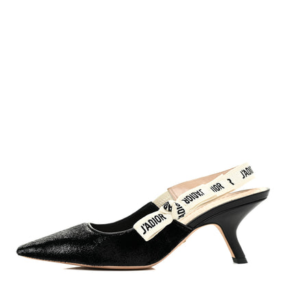 Christian Dior Shiny Velvet Ribbon J'Adoir Slingback 65mm Pumps 38 Black 1 of 8