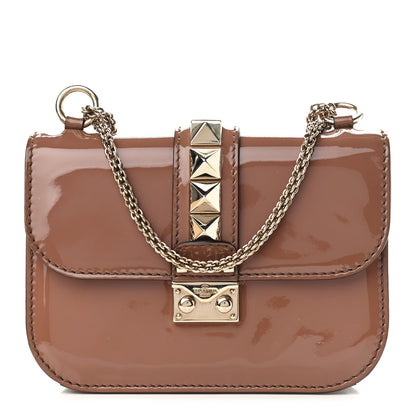 Valentino Garavani Patent Small Glam Lock Rockstud Flap Dahlia Rose 1 of 9