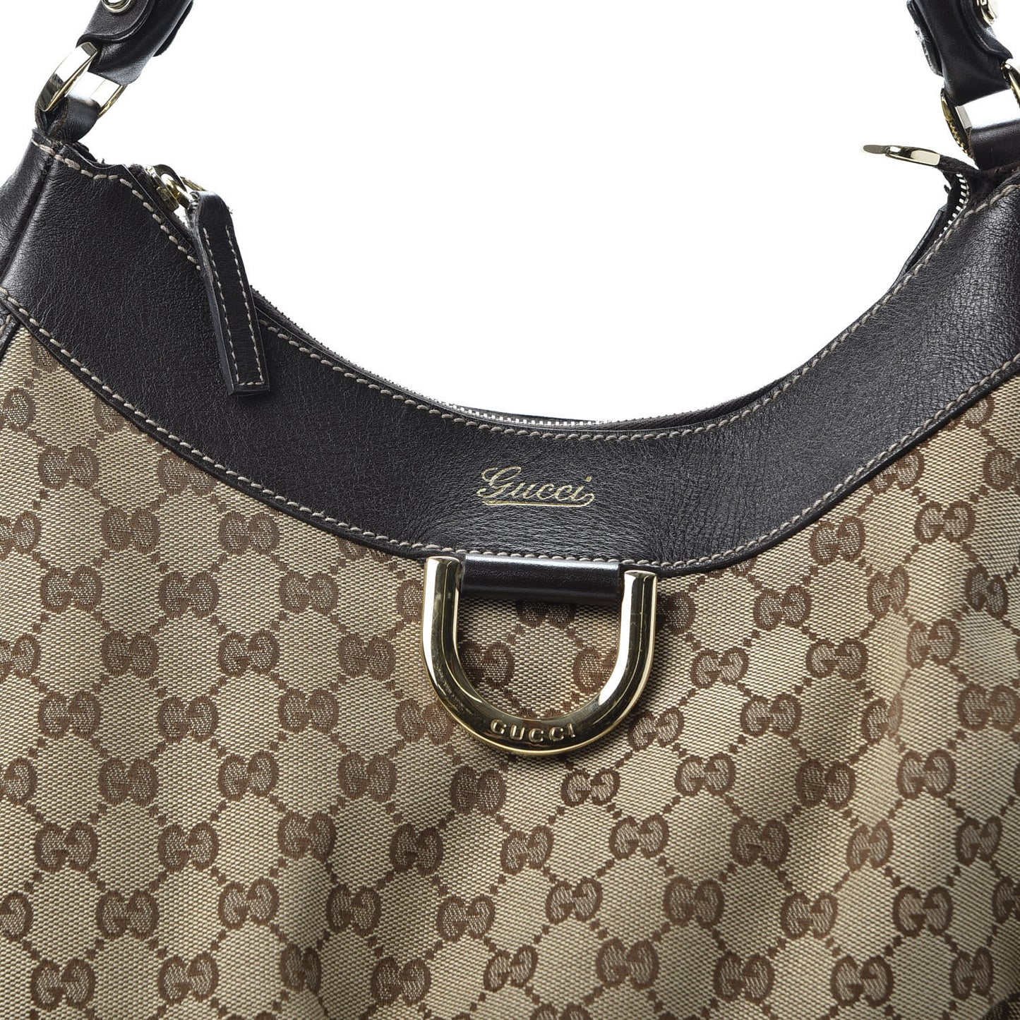 Monogram Large D Gold Hobo Dark Brown