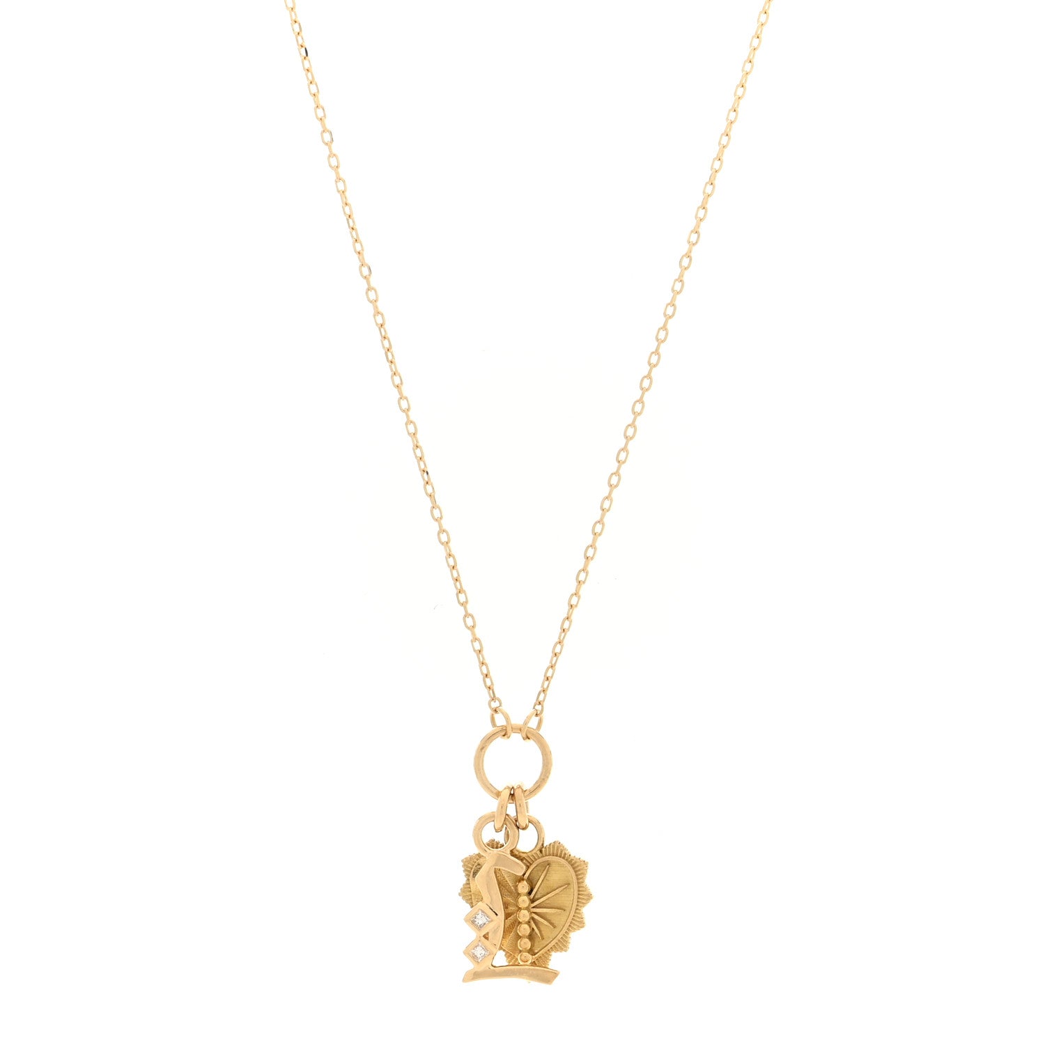 Foundrae 18K Yellow Gold Diamond True Love Reflection Initial L Drop Pendant Necklace 1 of 5