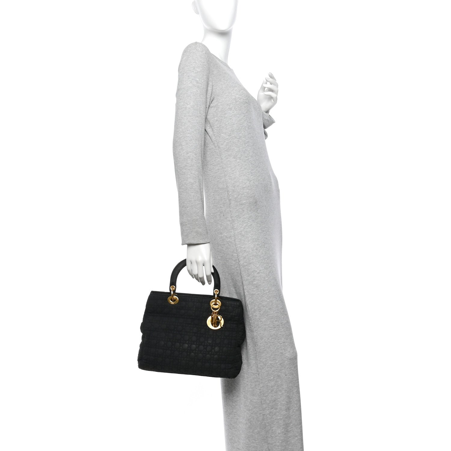 Christian Dior Nylon Cannage Large Lady Dior Black 2 of 15