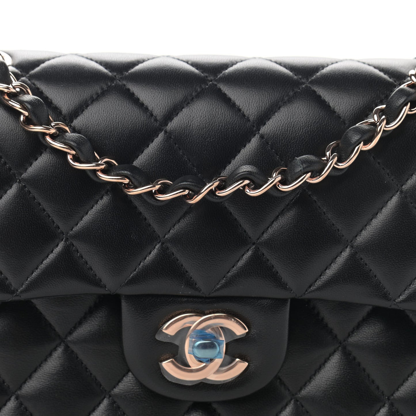 Lambskin Quilted Small Double Flap Black