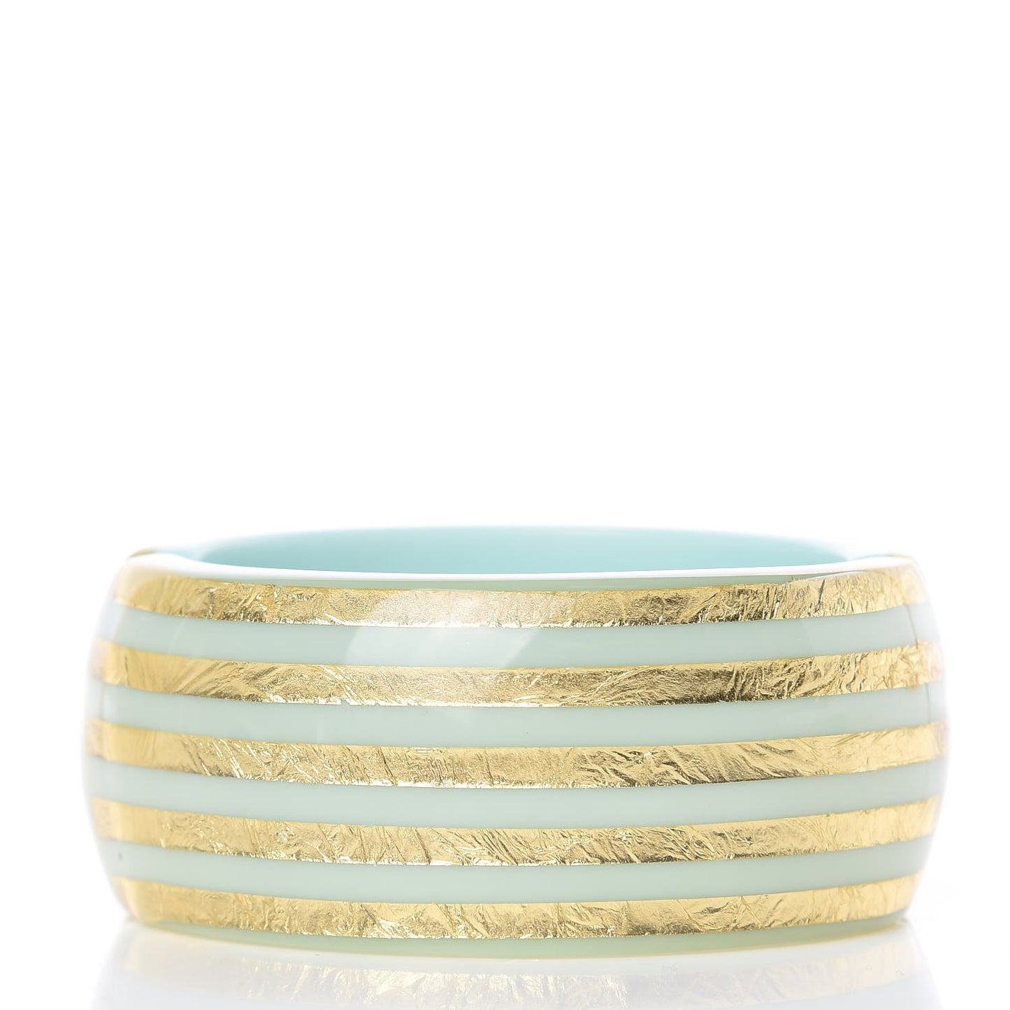 Resin Striped Pearl CC Cuff Light Blue Gold