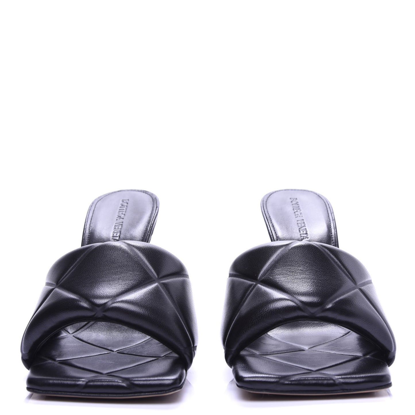 Nappa Quilted Rubber Lido Mule Sandals 38 Black