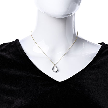 Tiffany 18K Yellow Gold Rock Crystal Elsa Peretti Teardrop Pendant Necklace 2 of 5