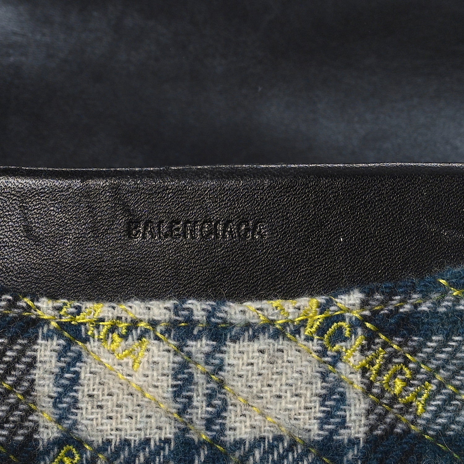 Balenciaga Wool Plaid Diagonal Allover Logo Matelasse M BB Round Shoulder Bag Green Blue Yellow 6 of 16