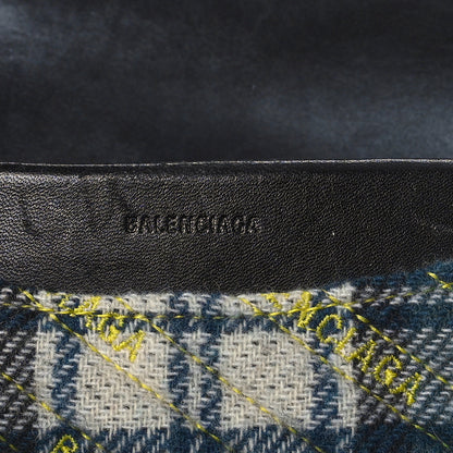 Balenciaga Wool Plaid Diagonal Allover Logo Matelasse M BB Round Shoulder Bag Green Blue Yellow 6 of 16