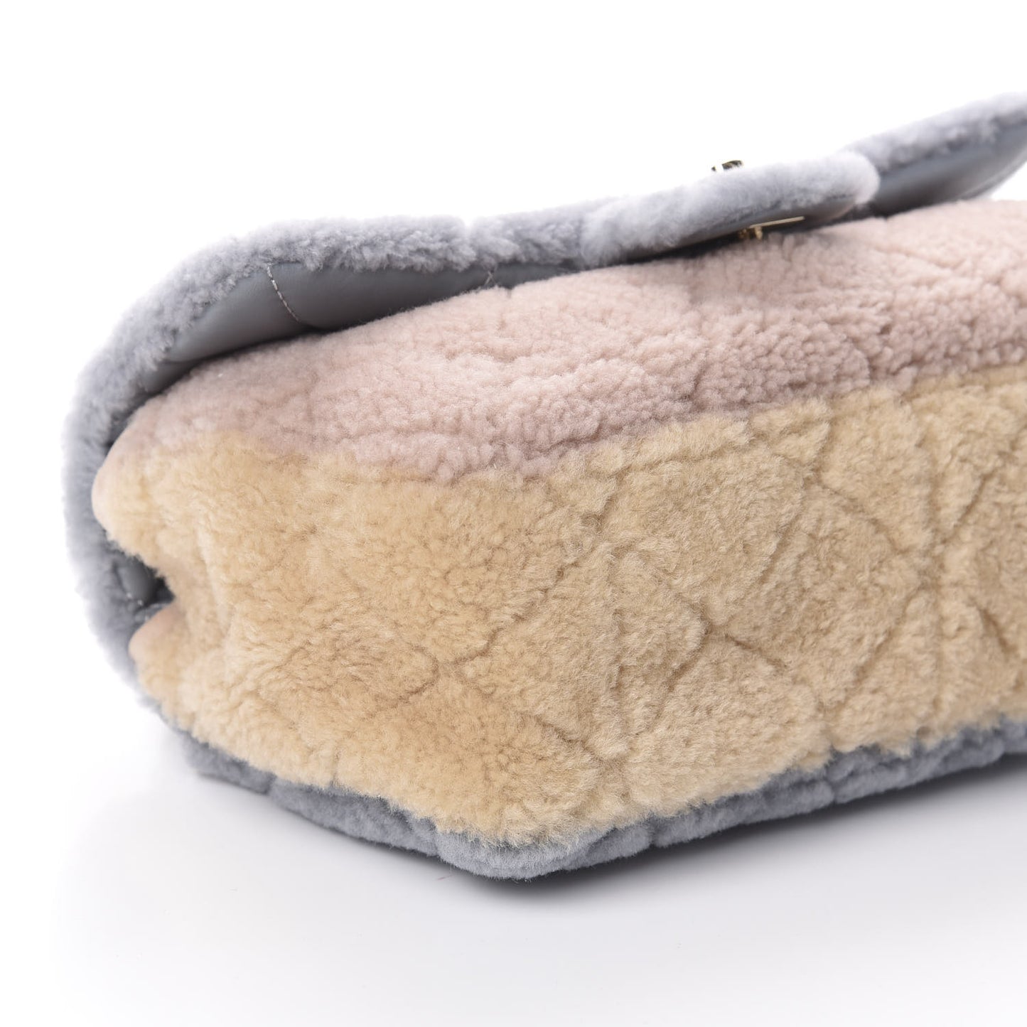 Shearling Sheepskin Single Flap Gray Pink Beige