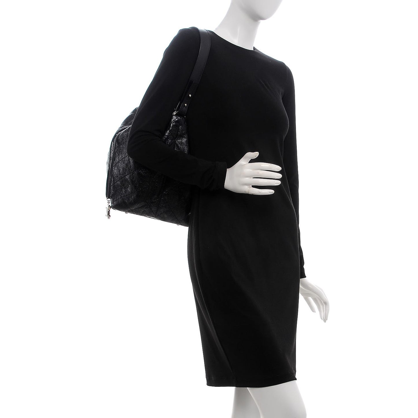 Glazed Calfskin On The Road Drawstring Tote Black