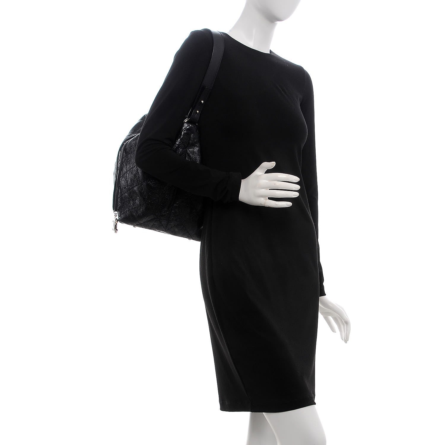 Chanel Glazed Calfskin On The Road Drawstring Tote Black 2 of 7