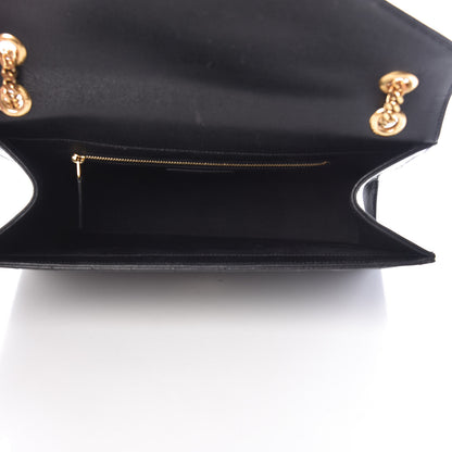 Saint Laurent Grain De Poudre Matelasse Chevron Large Monogram Satchel Black 5 of 19