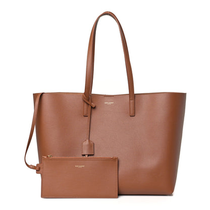 Saint Laurent Calfskin Large Shopping Tote Dark Tan 1 of 10