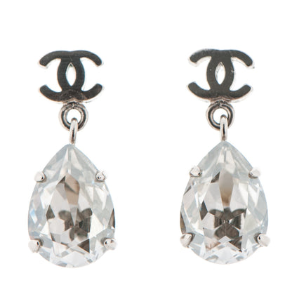 Chanel Crystal CC Drop Earrings Silver 1 of 3