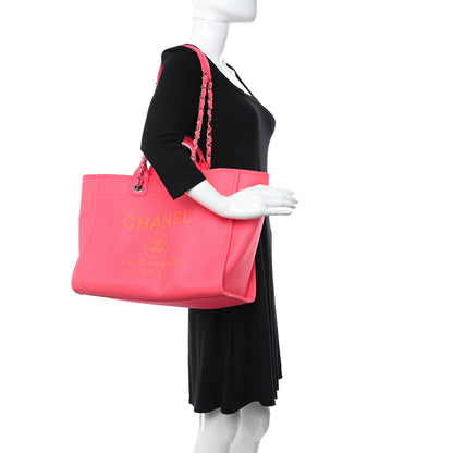 Chanel Mixed Fibers Calfskin Medium Deauville Tote Pink Orange 2 of 11