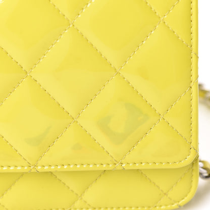 Chanel Patent Quilted Wallet On Chain WOC Yellow 16 of 20