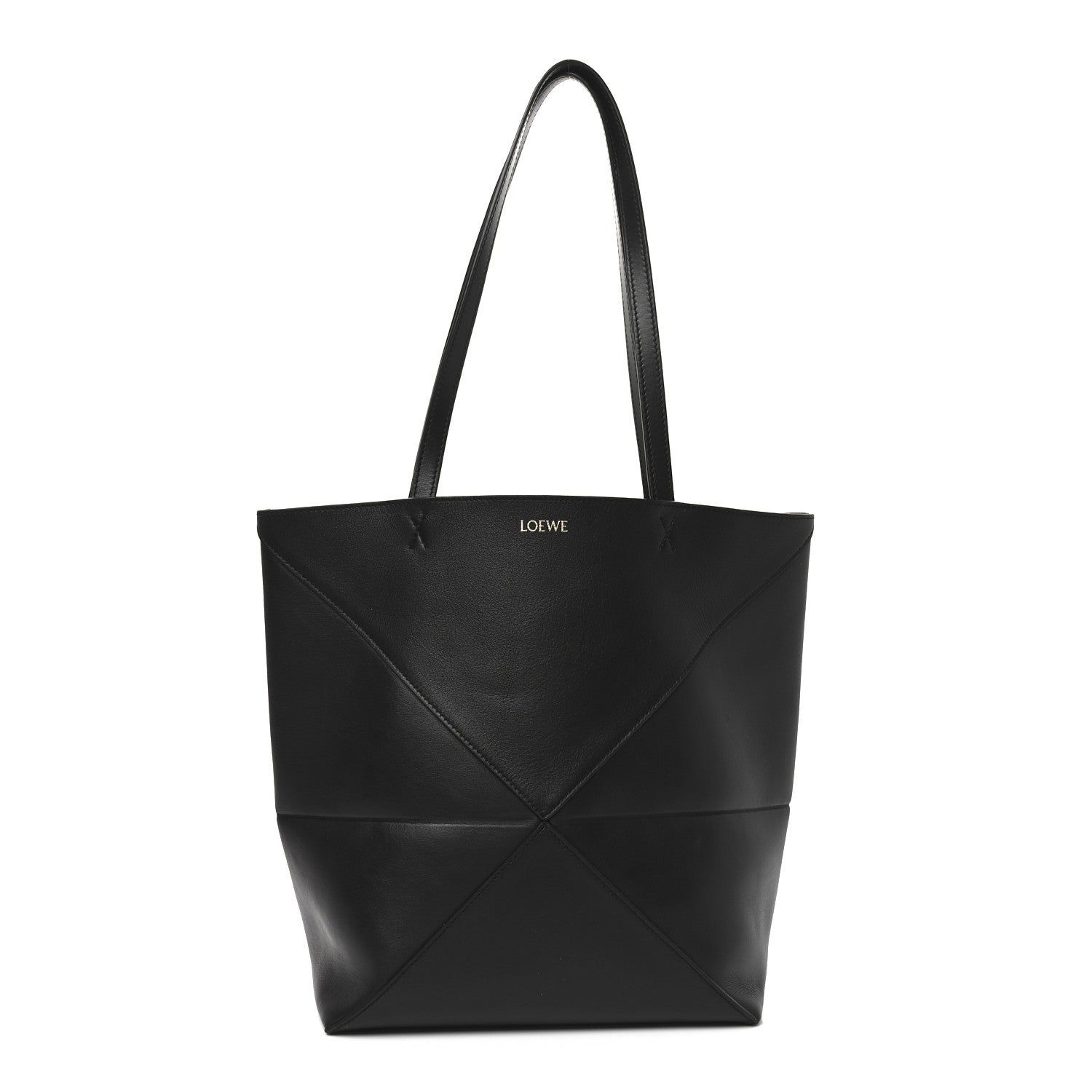 Loewe Shiny Calfskin Medium Puzzle Fold Tote Black 1 of 9