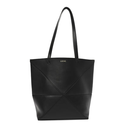Loewe Shiny Calfskin Medium Puzzle Fold Tote Black 1 of 9