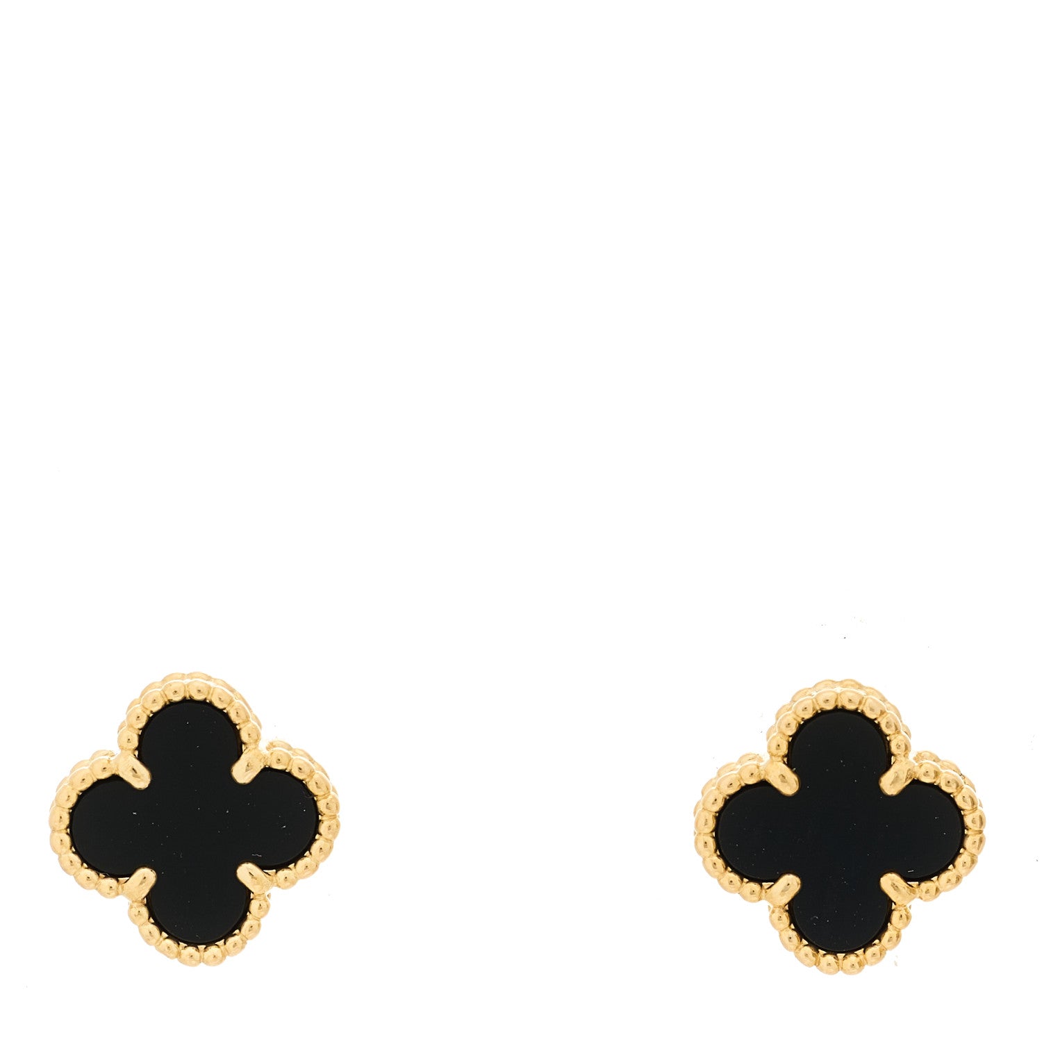 Van Cleef & Arpels 18K Yellow Gold Black Onyx Sweet Alhambra Earrings 1 of 5