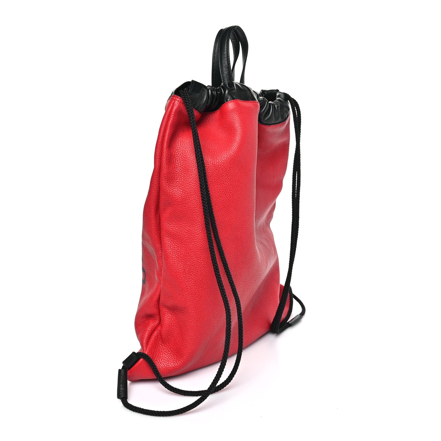Calfskin Mens Logo Drawstring Backpack Red