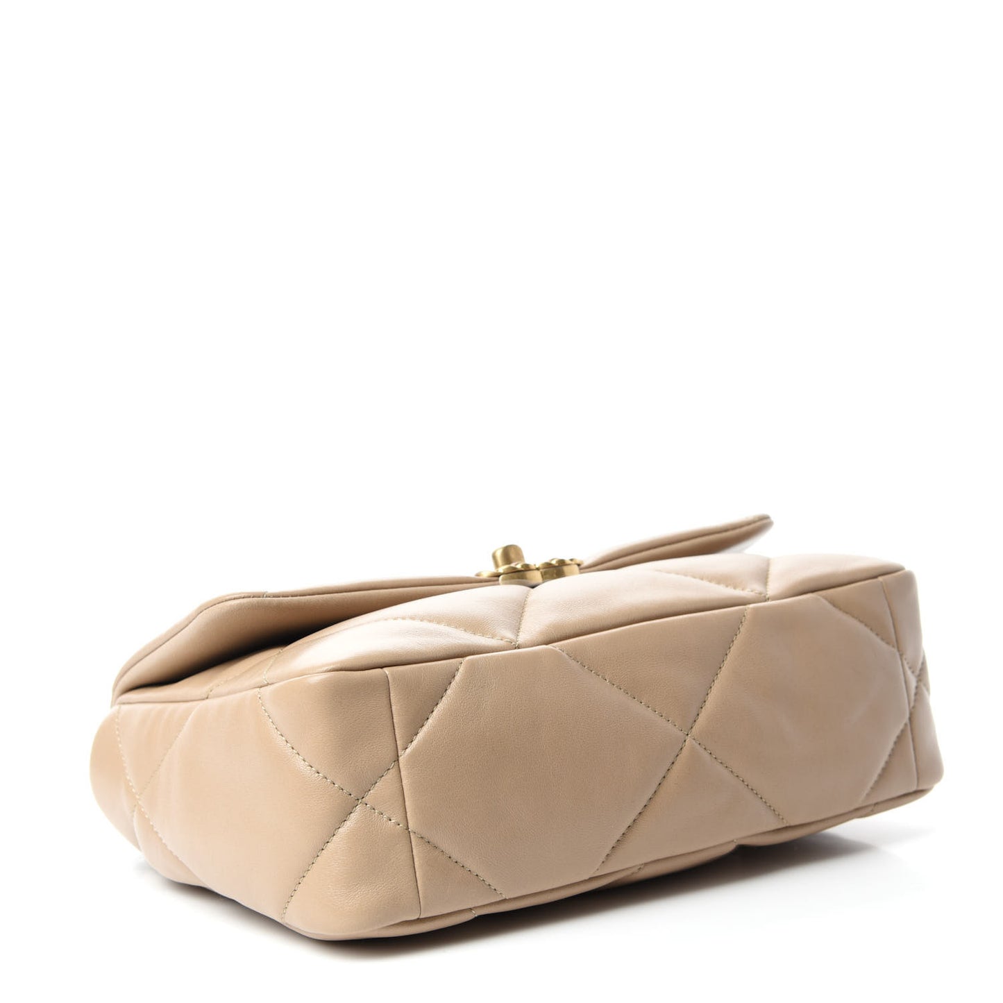 Lambskin Quilted Medium Chanel 19 Flap Dark Beige
