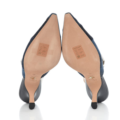 Christian Dior Denim Ribbon Patchwork J'Adior Slingback 65mm Pumps 38 Deep Blue 5 of 9