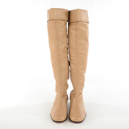 Chanel Lambskin Knee High Boots 38.5 Beige 2 of 8