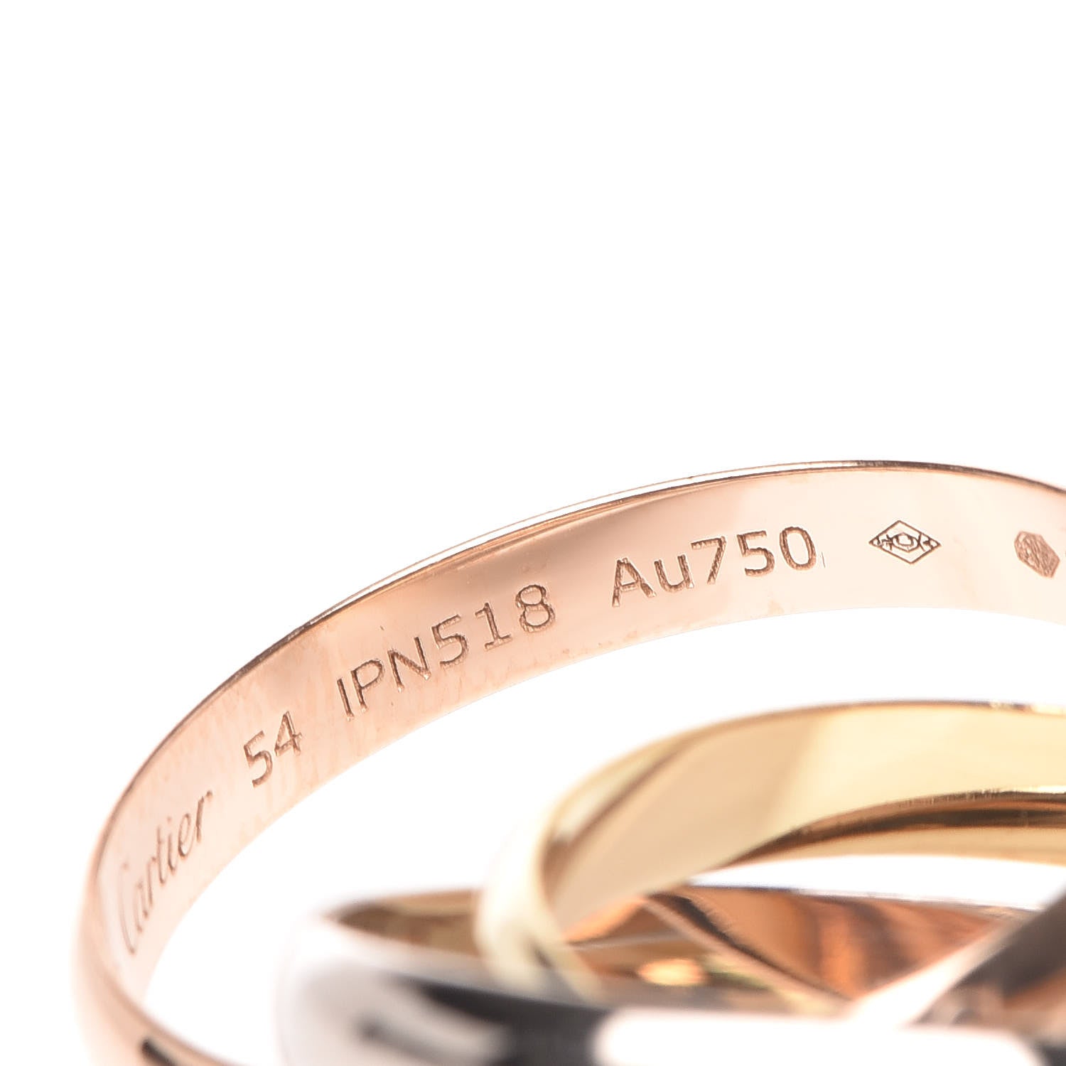 Cartier 18K Pink Yellow White Gold Small Trinity Ring 54 6.75 6 of 7