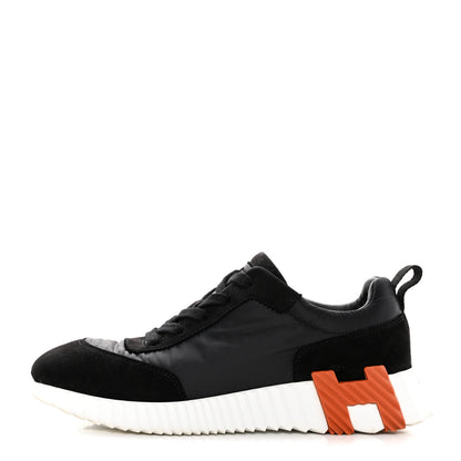 Hermes Parachute Fabric Suede Goatskin Bouncing Sneakers 37 Black 1 of 18