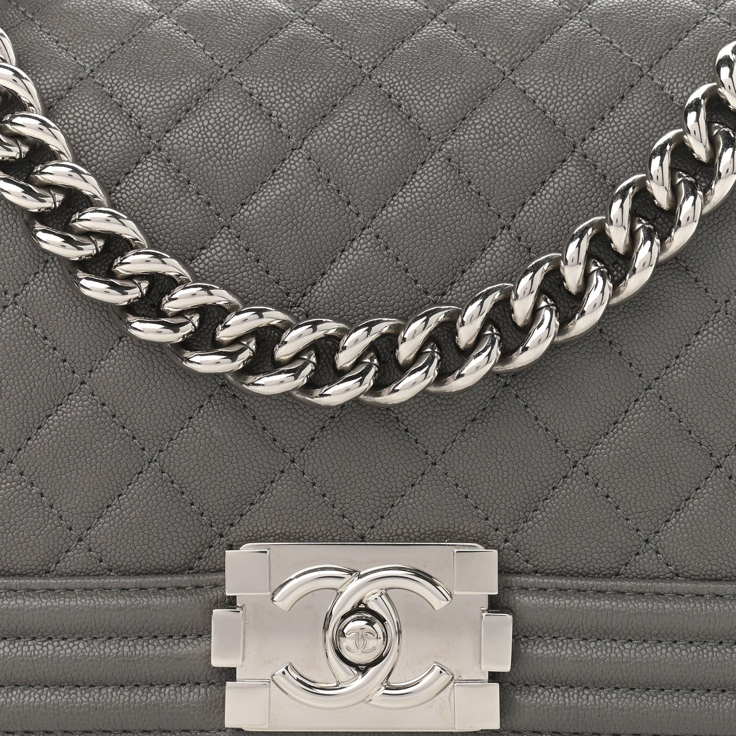 Chanel Caviar Quilted Medium Boy Flap Grey 8 of 11