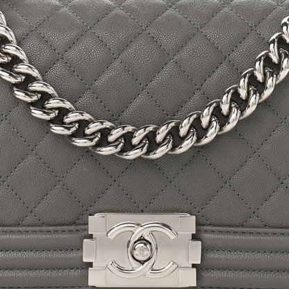 Chanel Caviar Quilted Medium Boy Flap Grey 8 of 11