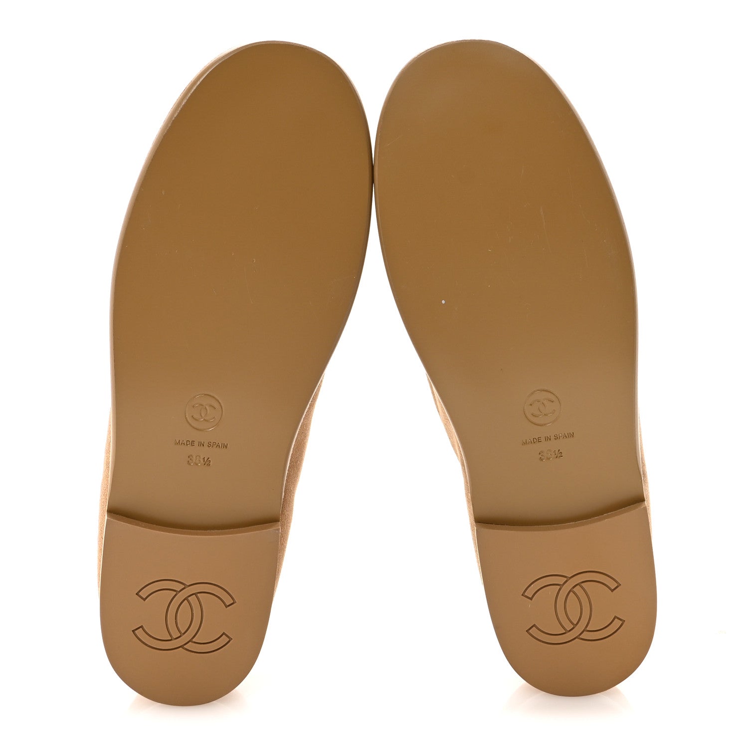Chanel Suede Calfskin CC Loafers 38.5 Dark Beige 6 of 10