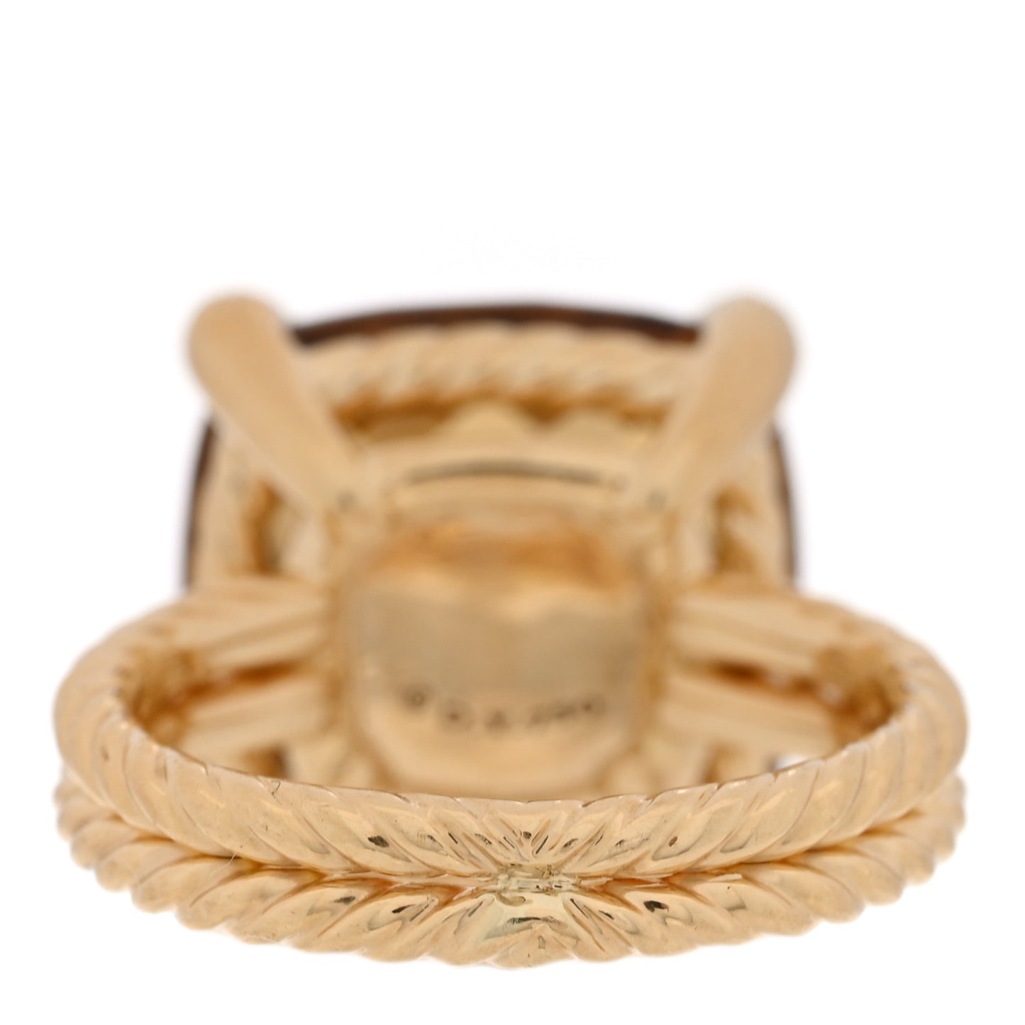 18K Yellow Gold Diamond Citrine 14mm Chatelaine Ring 49 4.75