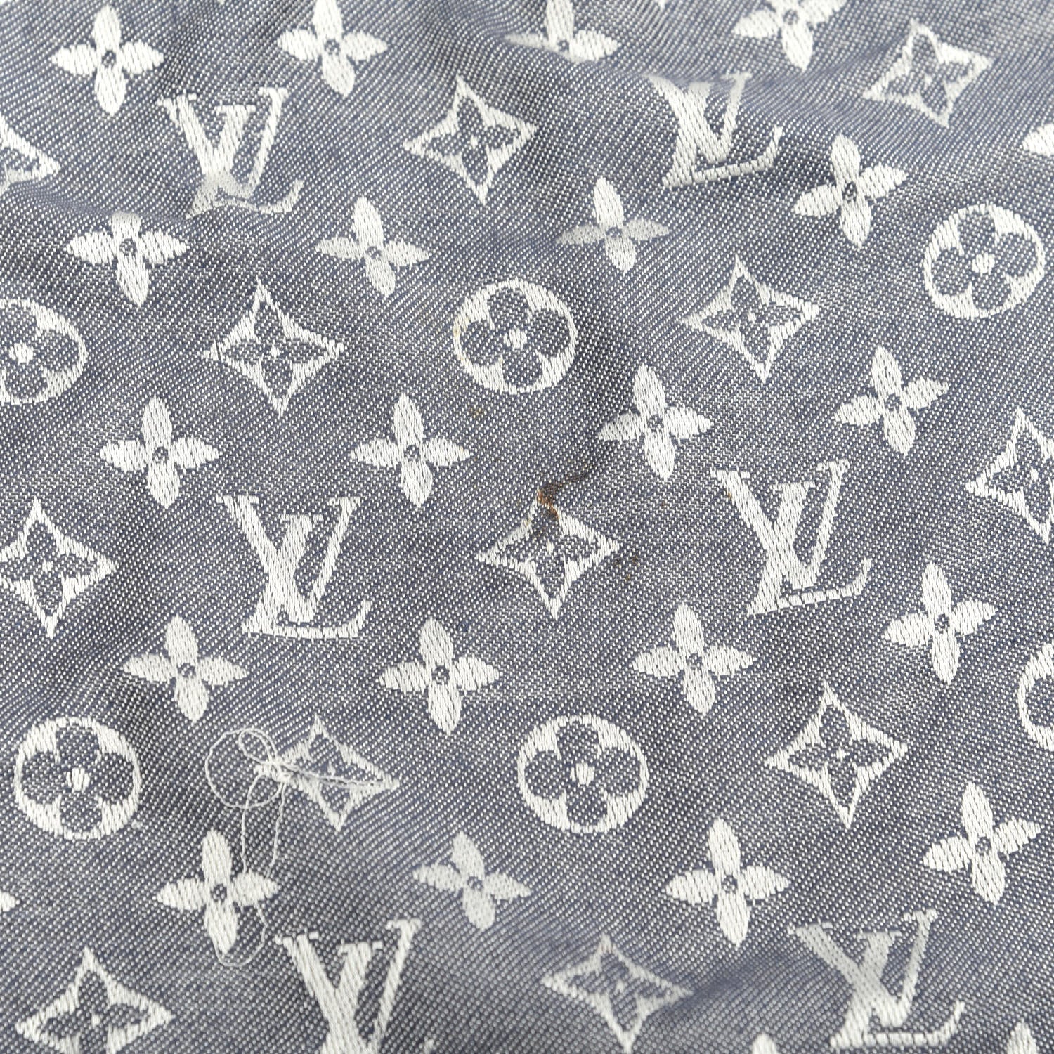 Louis Vuitton Wool Silk Monogram Denim Shawl Blue 3 of 4