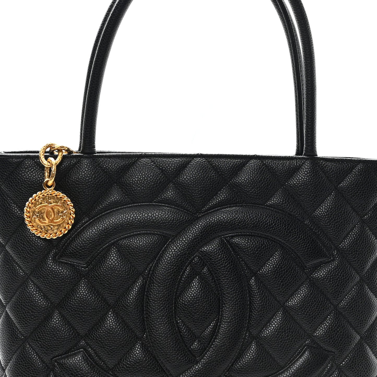 Caviar Quilted Medallion Tote Black