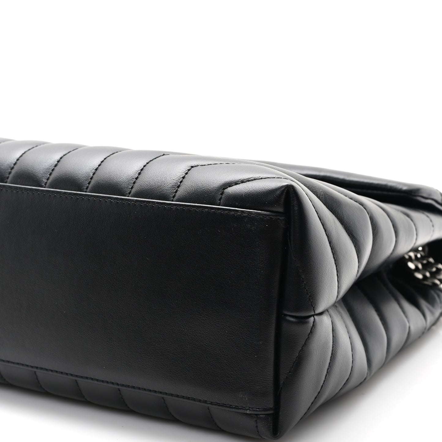 Calfskin Y Quilted Monogram Medium Loulou Chain Satchel Black