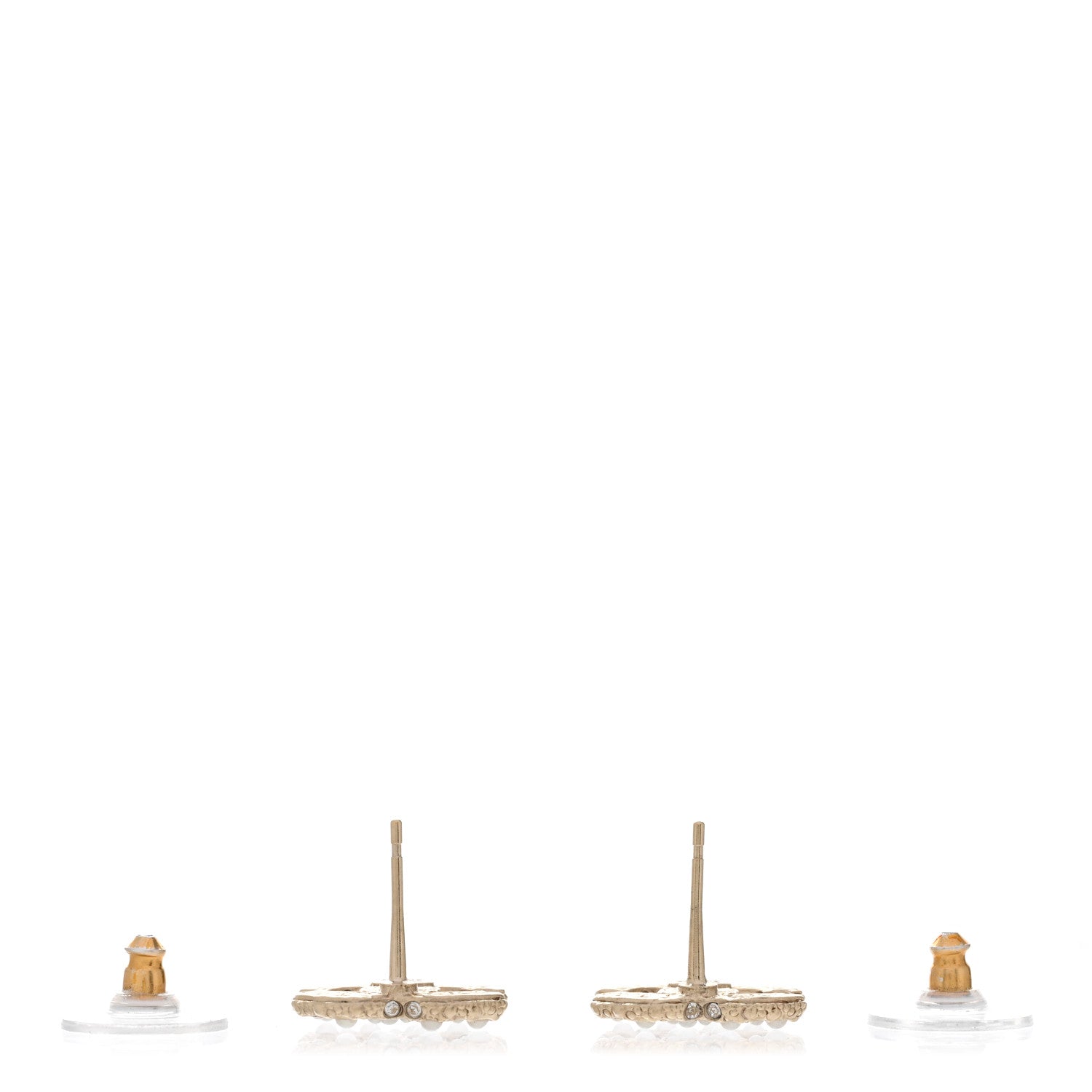 Chanel Metal Graduated Pearl Crystal CC Earrings Light Gold 3 of 4