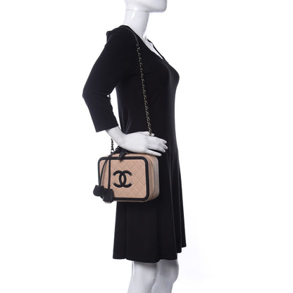 Chanel Caviar Quilted Medium CC Filigree Vanity Case Beige Black 2 of 11