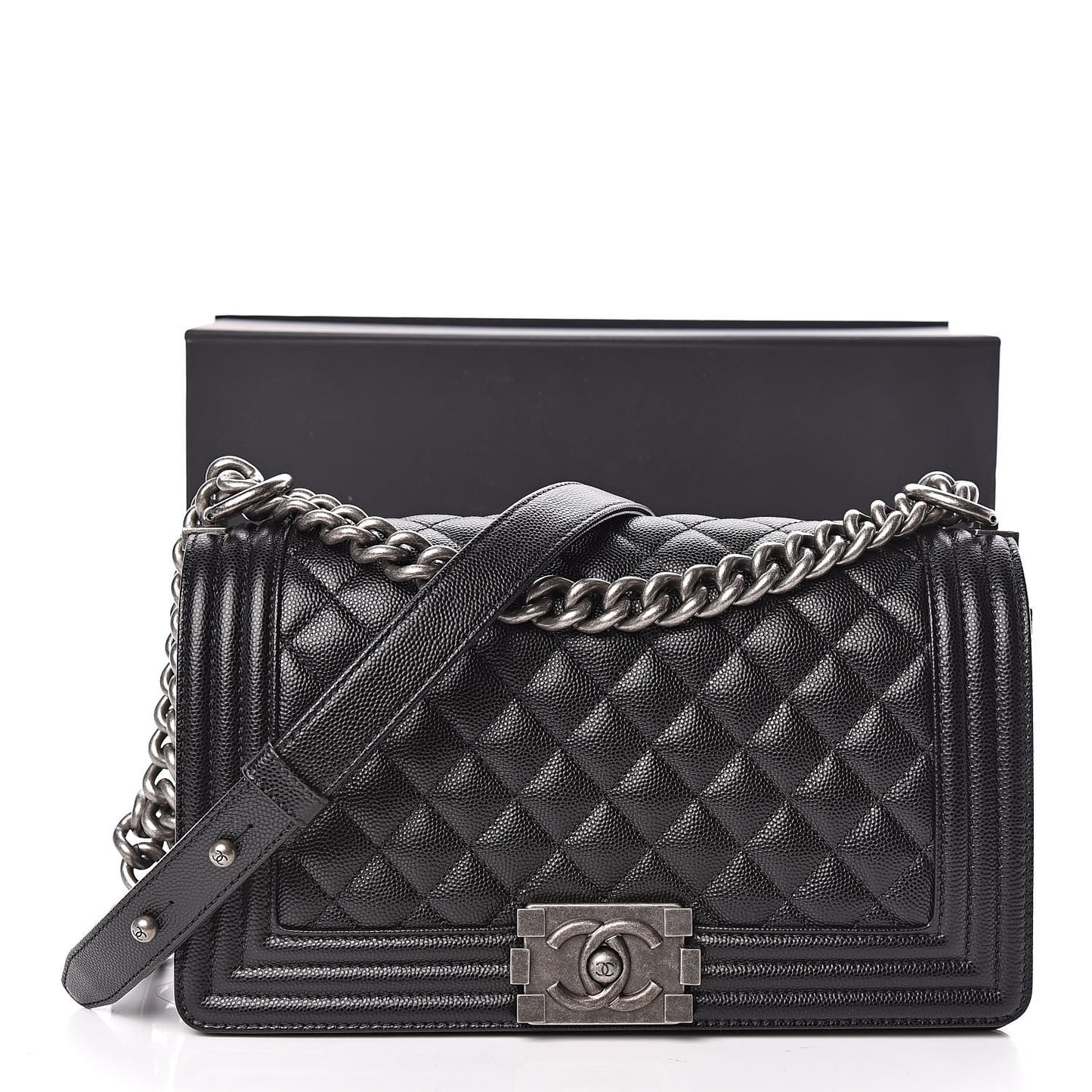 Caviar Quilted Medium Boy Flap Black