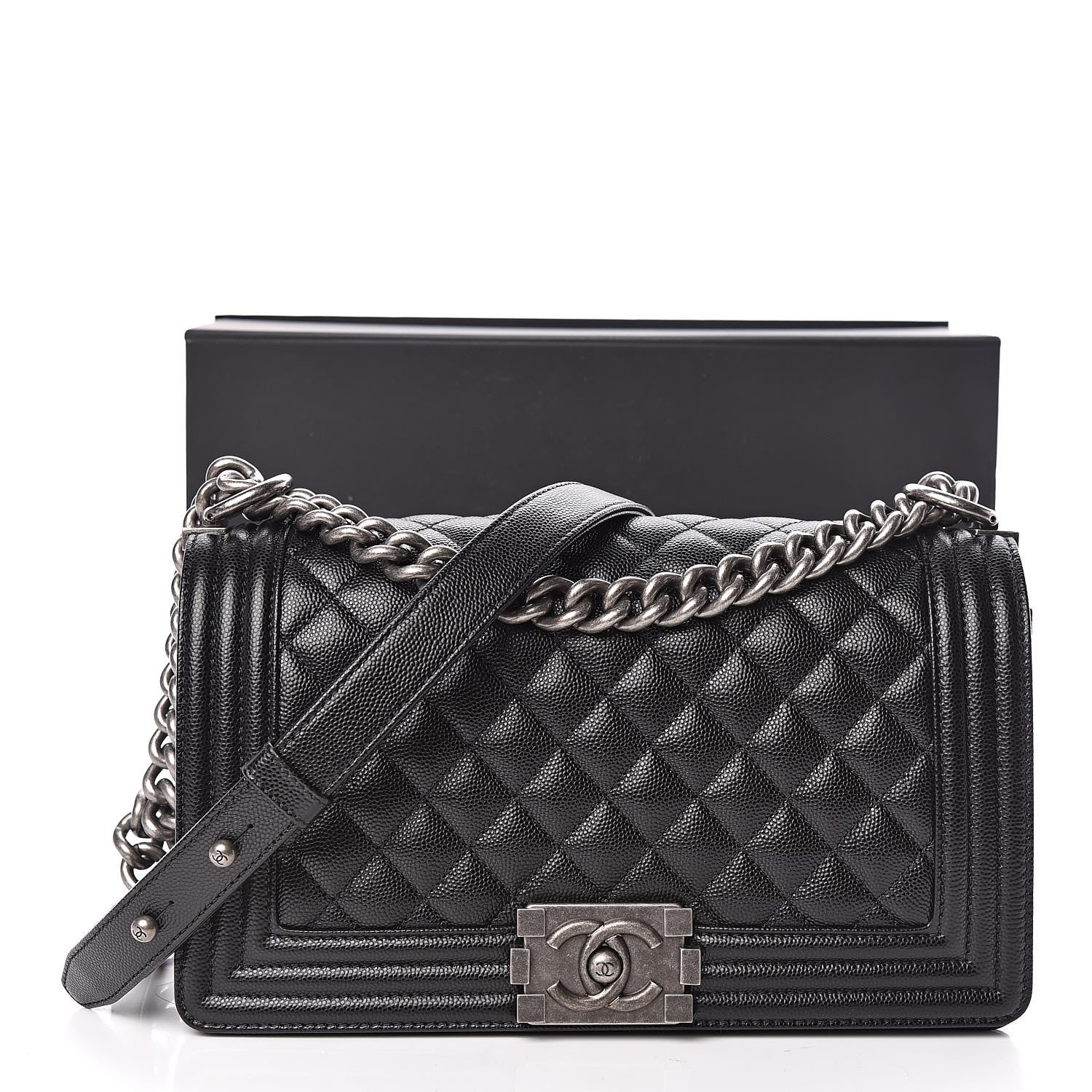 Chanel Caviar Quilted Medium Boy Flap Black 11 of 11