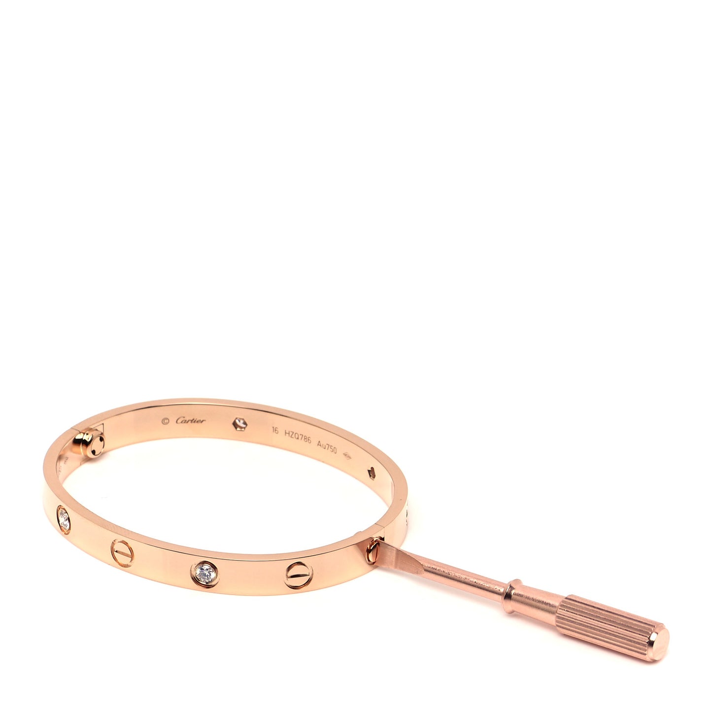 18K Pink Gold 4 Diamond LOVE Bracelet 16