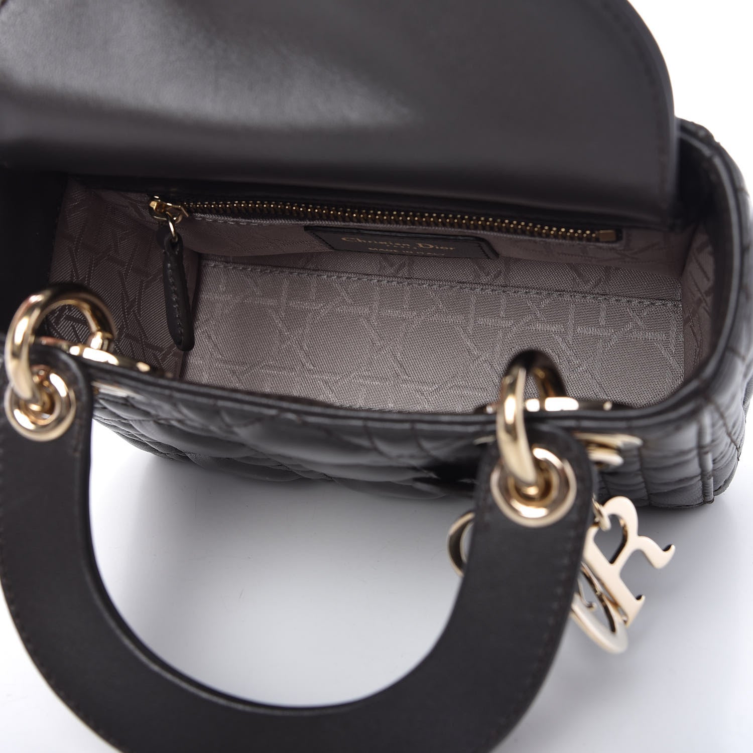 Christian Dior Lambskin Cannage Mini Lady Dior Dark Grey 5 of 10