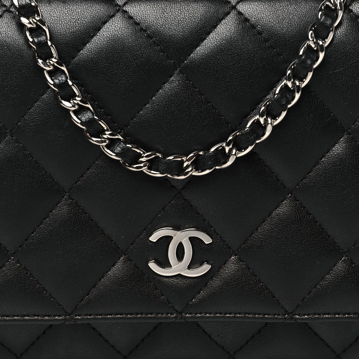 Chanel Lambskin Quilted Wallet On Chain WOC Black 9 of 12