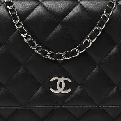 Chanel Lambskin Quilted Wallet On Chain WOC Black 9 of 12