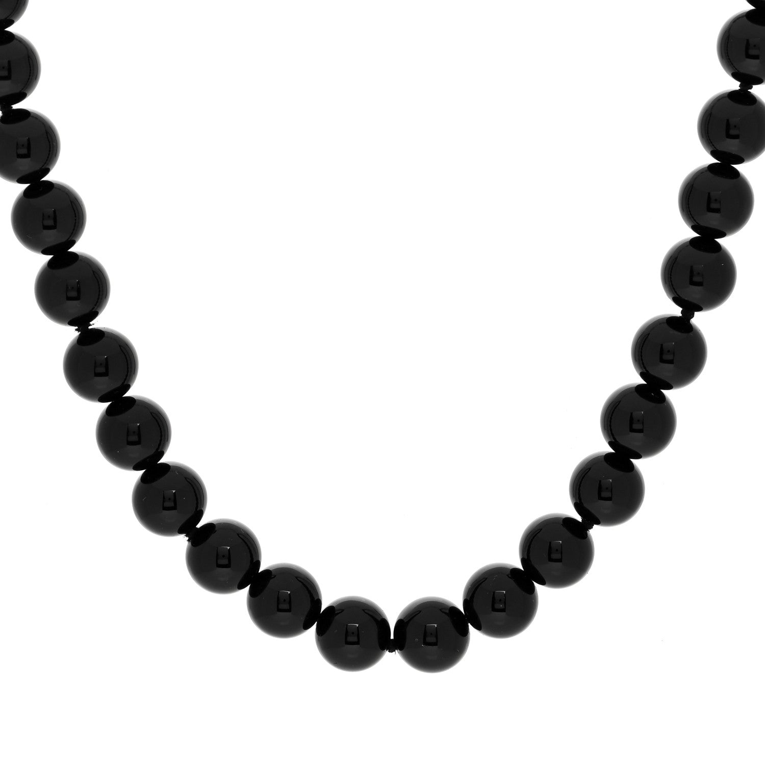 Tiffany Sterling Silver Black Onyx 10mm Bead Necklace 1 of 4