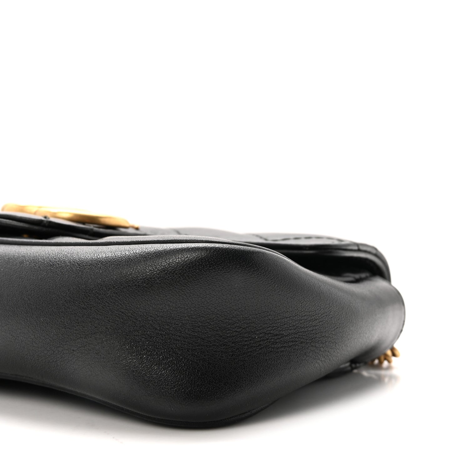 Calfskin Matelasse Super Mini GG Marmont Shoulder Bag Black