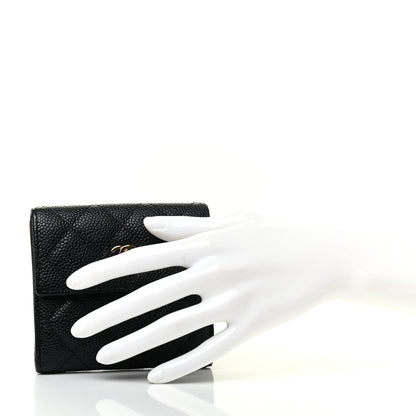 Chanel Caviar Quilted Compact French Flap Wallet Black 2 of 8