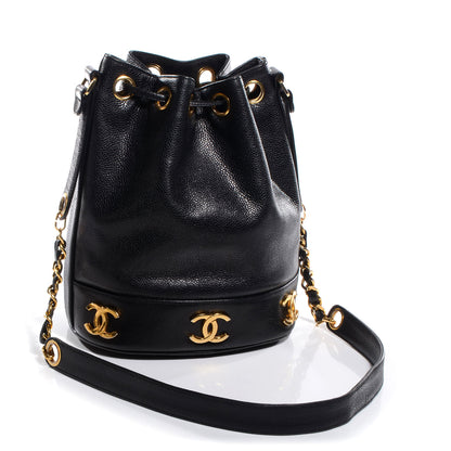 Chanel Caviar CC Drawstring Shoulder Bag Black 3 of 8