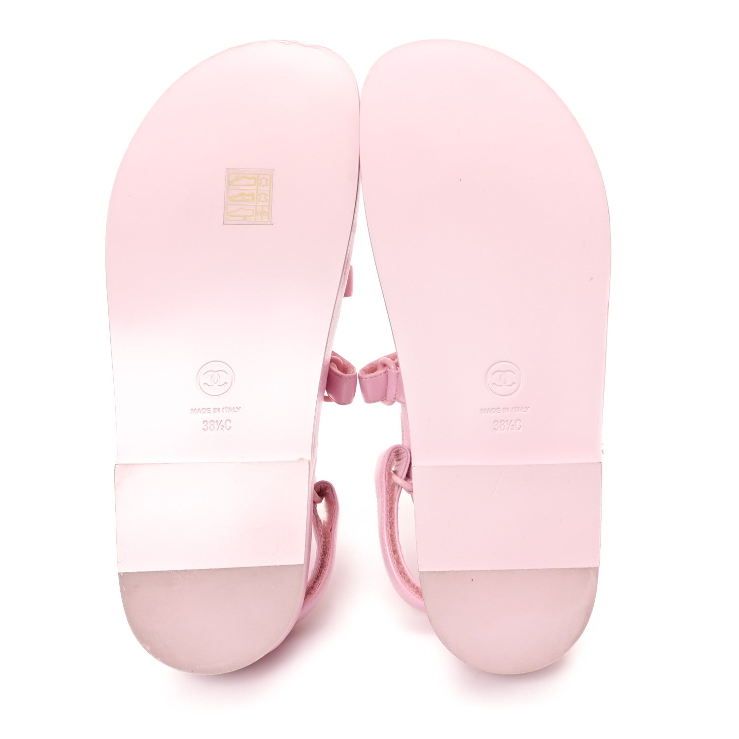 Chanel Lambskin Crystal CC Velcro Dad Sandals 38.5 Light Pink 6 of 9